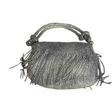 Sparkling Silver Chainmail Fringe Handbag Evening Bag
