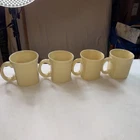 4 Yellow Fiesta Ware Homer Laughlin Square Bottom Coffee Mugs D Handle V/CLEAN