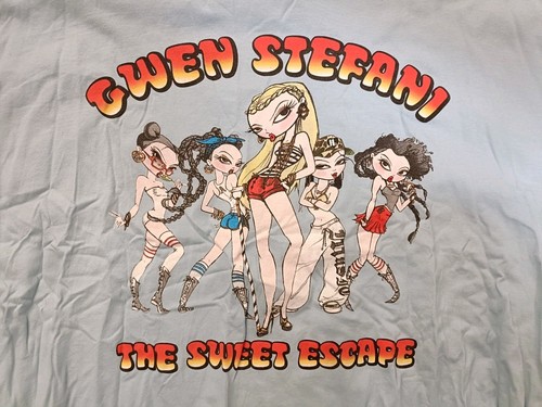 Gwen Stefani Y2K Bratz The Sweet Escape 2007 Tour T Shirt Size XL Light Blue - Picture 2 of 10