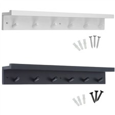 Coat Hooks with Shelf, 68cm Wall Mounted Floating Shelf Clothes Rack Wooden Peg
