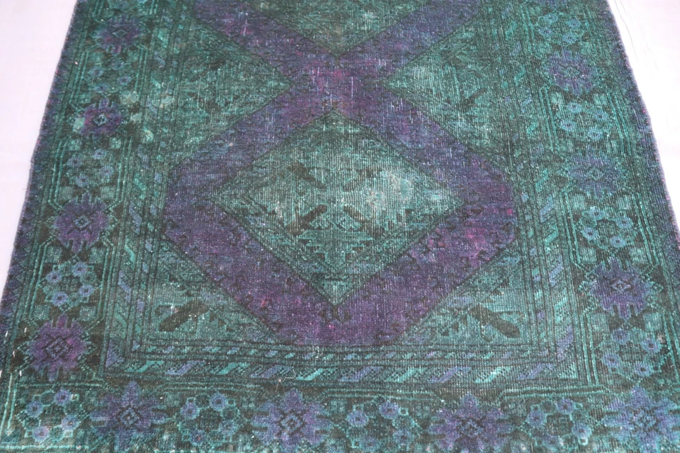 3'3x6' ft Afghan Antique Over dye Rug- Kids Area Rug- Vintage Zero Pile Area Rug - Image 2 of 4