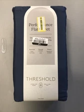 Threshold Full Flat Sheet Smooth Cotton Sateen Metallic Blue Flat Sheet