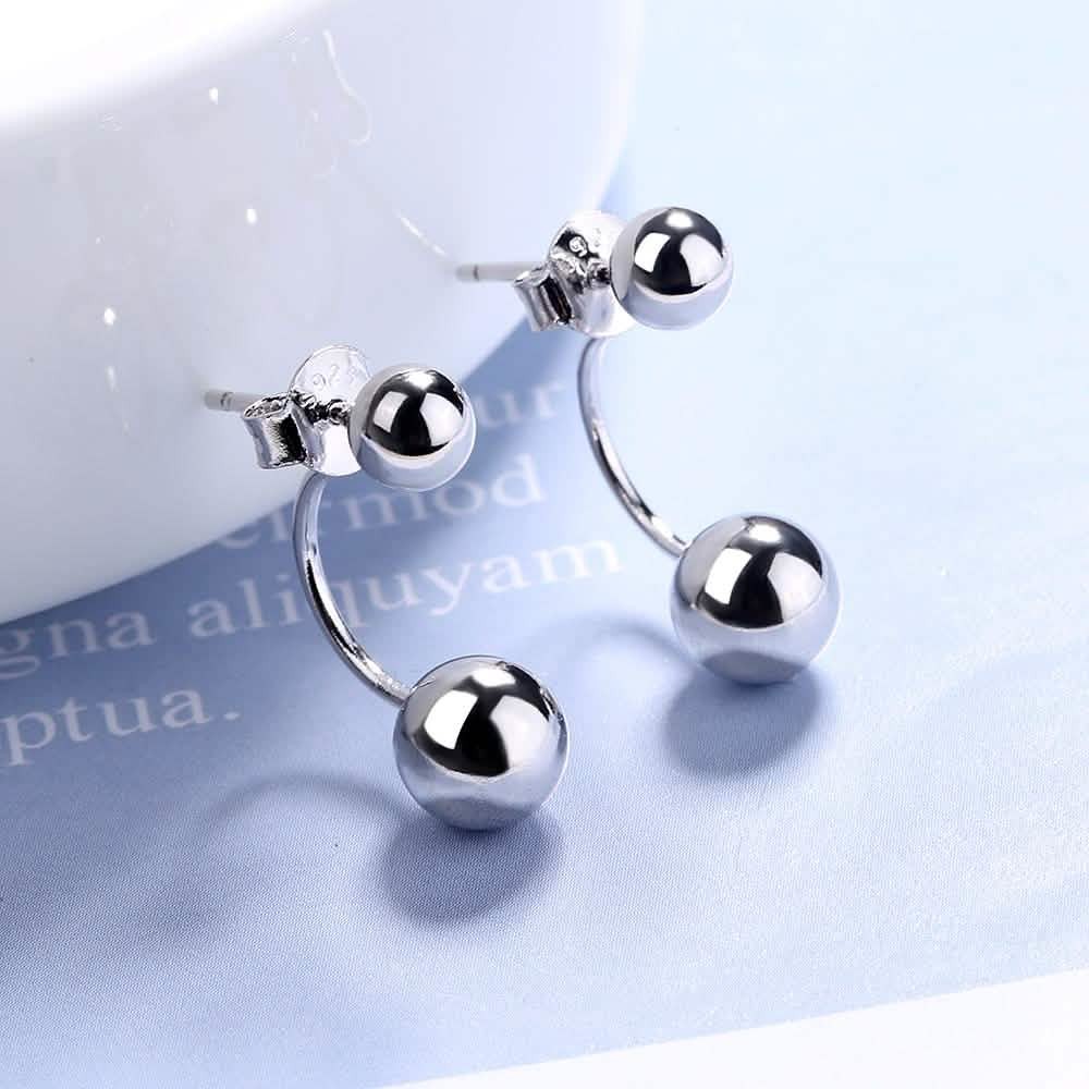 Sterling Silver Front to Back Orb Ball Earrings