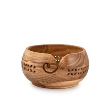 Acacia Wood Yarn Bowl Holder Hand Carved Yarn Bowls for DIY Knitting Crochet...