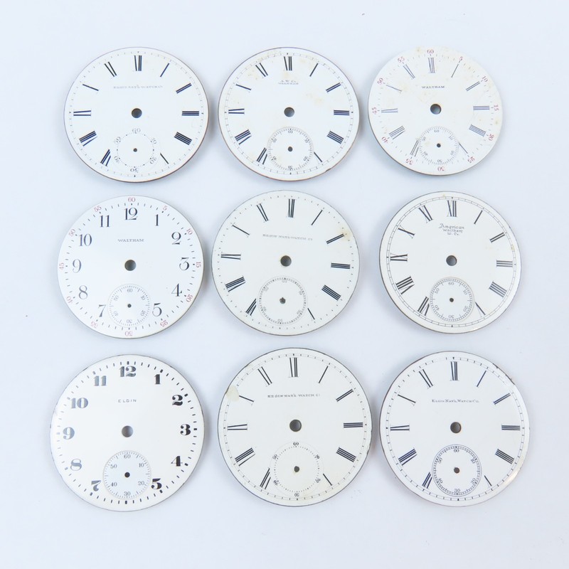 Waltham & Elgin 16 & 18 Size Pocket Watch Enamel Dials