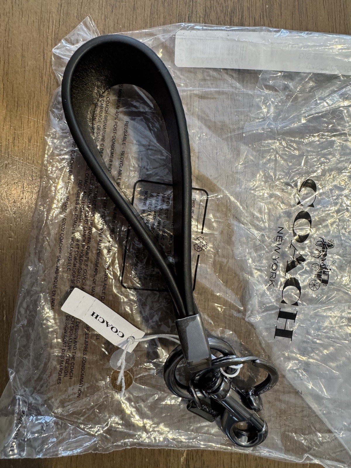 NWT COACH Loop Key Fob In Signature Canvas Gunmetal/Khaki  thumbnail 3