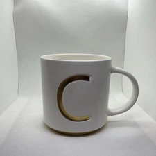Modern Expressions “C” Monogram 18 Fl Oz. White Mug with Gold Inlay