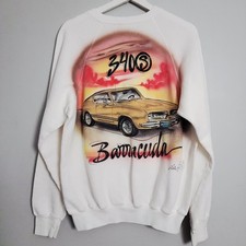 Vintage Airbrushed Crewneck Sweatshirt 1968 Plymouth Barracuda 340 S Car