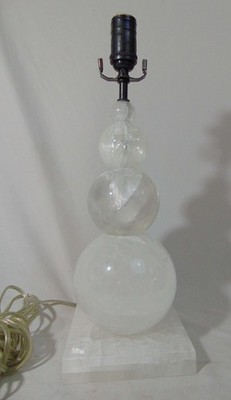 Modern Large Rock Quartz Crystal Orb Sphere Ball Table Lamp