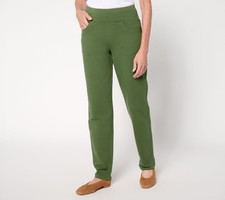 Quacker Factory Women's Pants Sz XL Short DreamJeanne Flat Green A619428