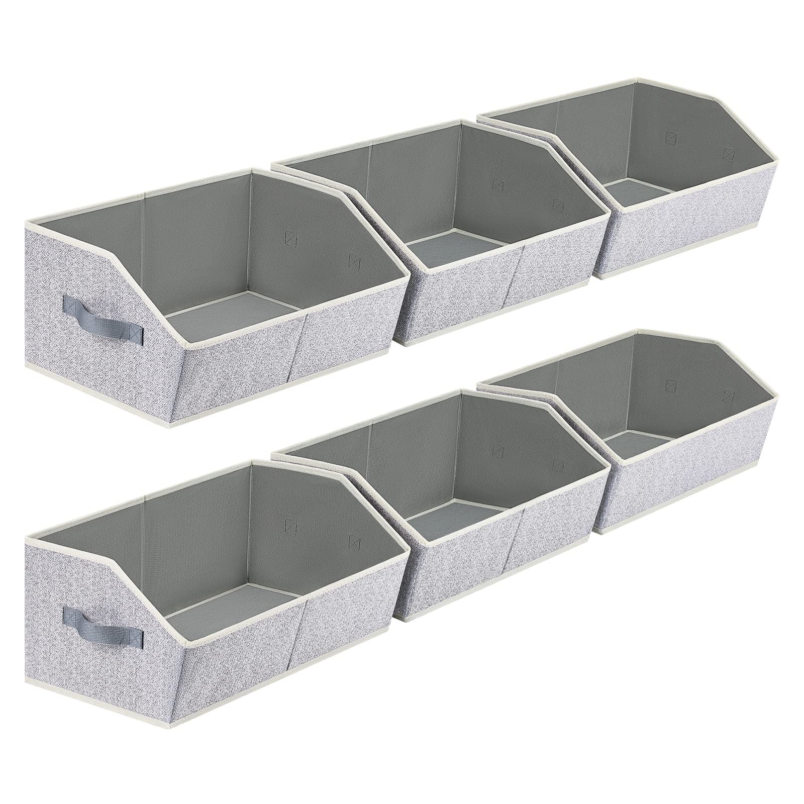 6-Pack Light Gray Collapsible Fabric Closet Bins - Trapezoid Storage Organizers