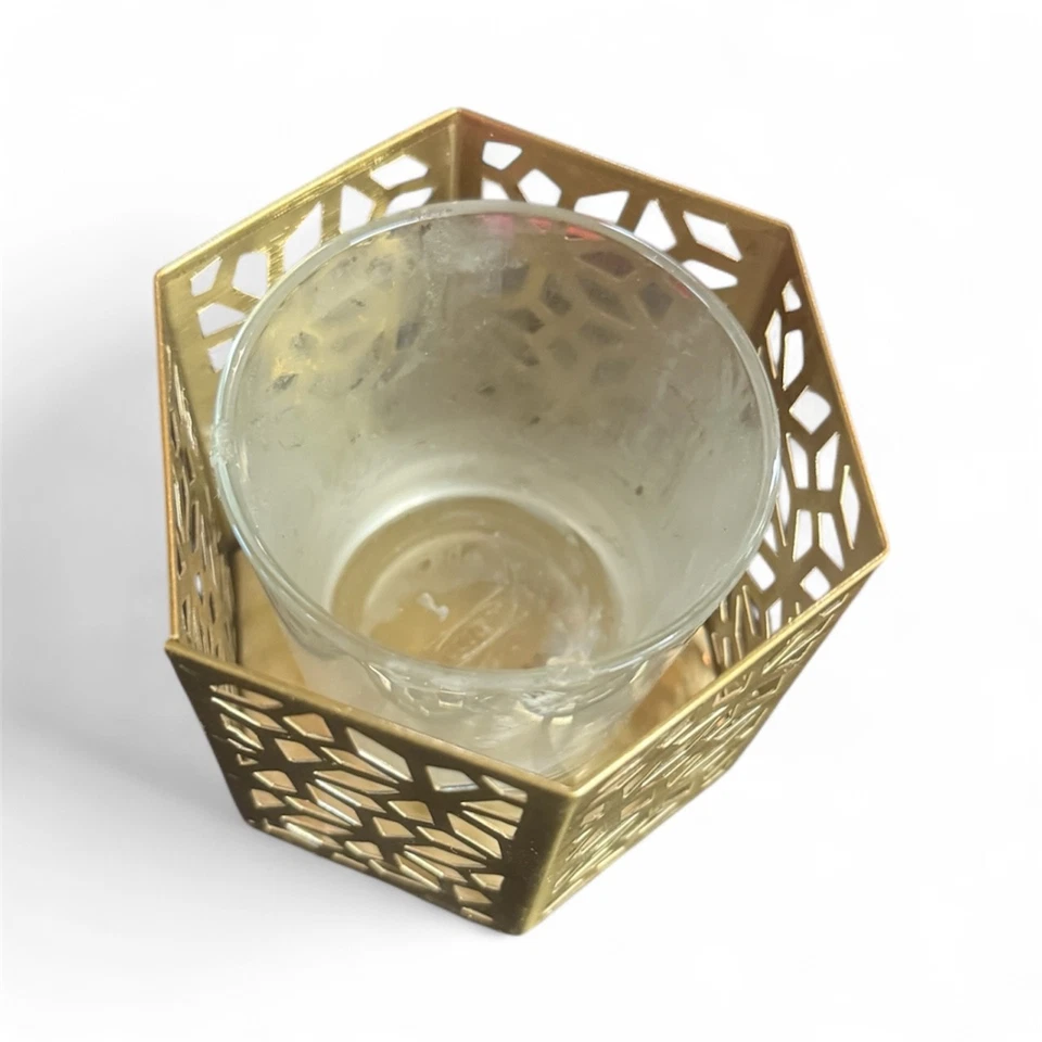 VIDRIO DE LATÓN Luz de Té Votiva VELA Soporte Jaula Color Dorado Ikea Foto 2 de 3