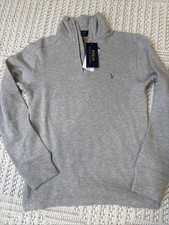 Polo Ralph Lauren Boys Cotton Interlock Quarter Zip Pullover Grey Size M 10-12 