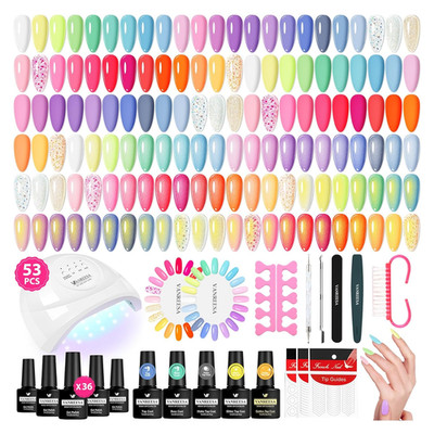 Gel Nail Polish Kit with UV Light 53 Pcs 36 Sweet Colors Base & Top Coat