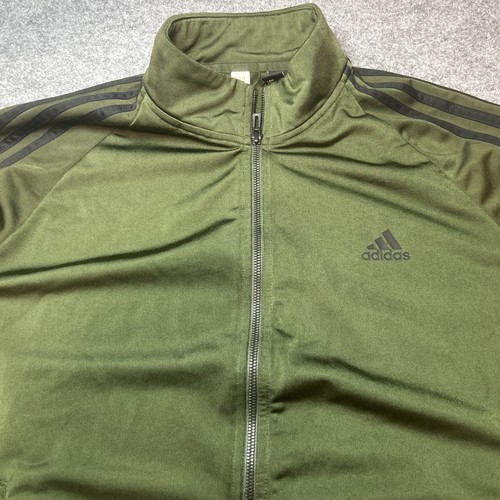 Adidas Track Jacket Men’s Size Large Green With Black Stripes On Sleeve Full Zip - Picture 2 of 14
