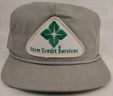 Vintage FARM CREDIT SERVICES Patch Strapback Grey Trucker Hat/Cap K-Products USA