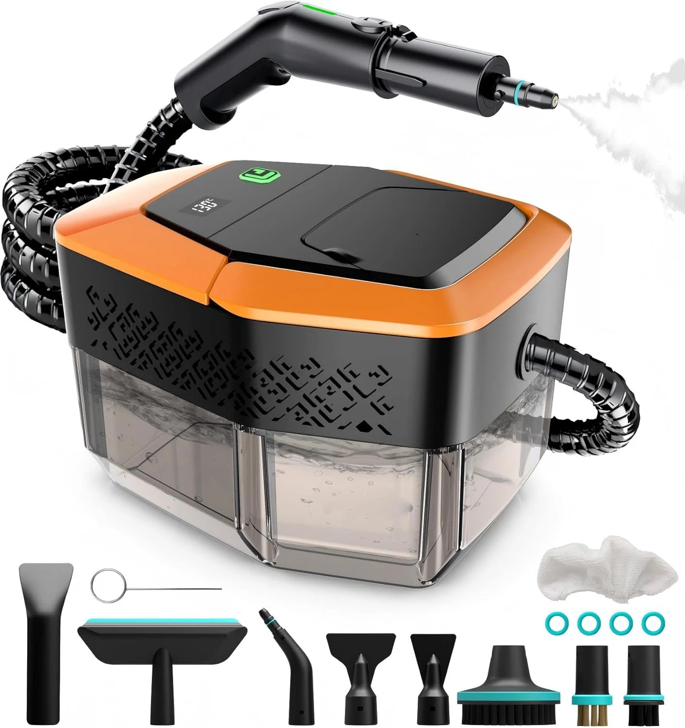 Powerful Handheld Steam Cleaner with 12 Accessories, 15S Heat-Up, 1.8L Tank