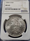 A 1904-O Morgan Silver Dollar NGC MS63 $1 New Orleans