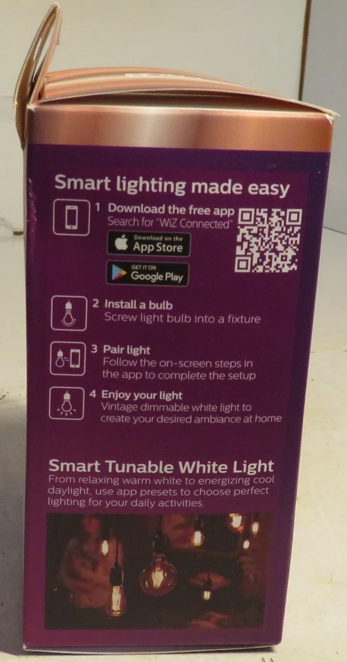 Philips A19 Tunable Smart Wi-Fi LED Bulb Clear 60W Easy Control New Open Box 800 - Image 3 of 4