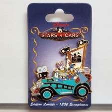 RARE PIN DISNEY DISNEYLAND PARIS : DONALD & DAISY DUCK STARS N CARS LE 1200 DLP