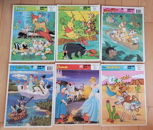 Lot of 6-Vtg Golden Disney Children's Puzzle Frame Tray