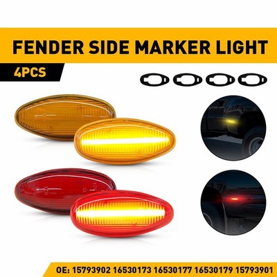 4X LED Side Marker Light Red Amber For 1999-13 2014 GMC Sierra 2500HD 3500HD EXV