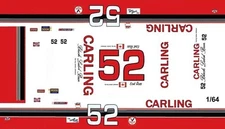 #52 Earl Ross Carling Black Label 1974 1/64th HO Scale Slot Car Decals