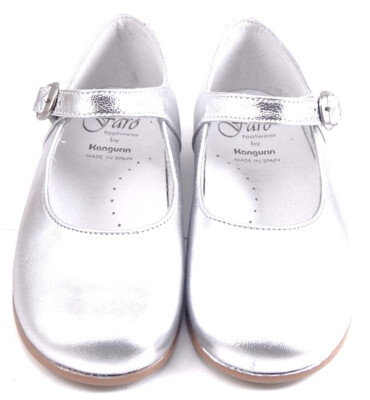 DE OSU-FARO - Spain - Girls Silver Leather Dress Party Shoes - European - Sz 9-1