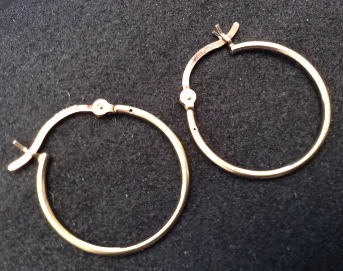 Vintage Gold Plated Sterling Silver Signed SU Hoop Earrings