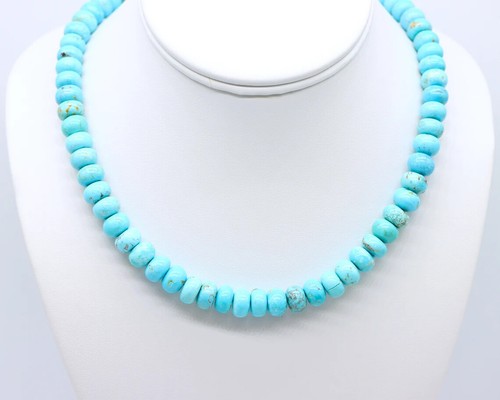 Collar de cuentas de tambor cañón con botones turquesa Big Bold enorme 10 mm azul bebé Arizona - Imagen 8 de 10