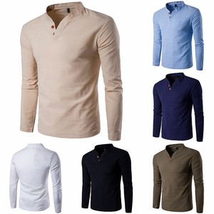 Fashion-Men-Stylish-Long-Sleeve-Shirt-V-neck-Casual-Slim-Tee-Shirt-Q