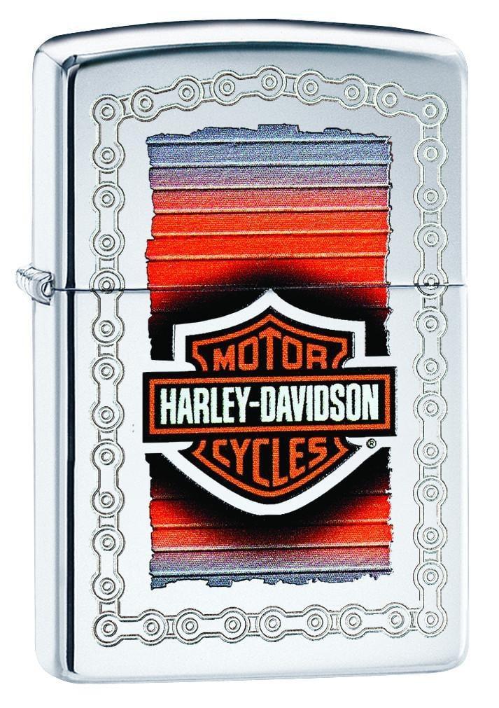 Zippo Harley Davidson Lighter With Colorful Logo & Etched