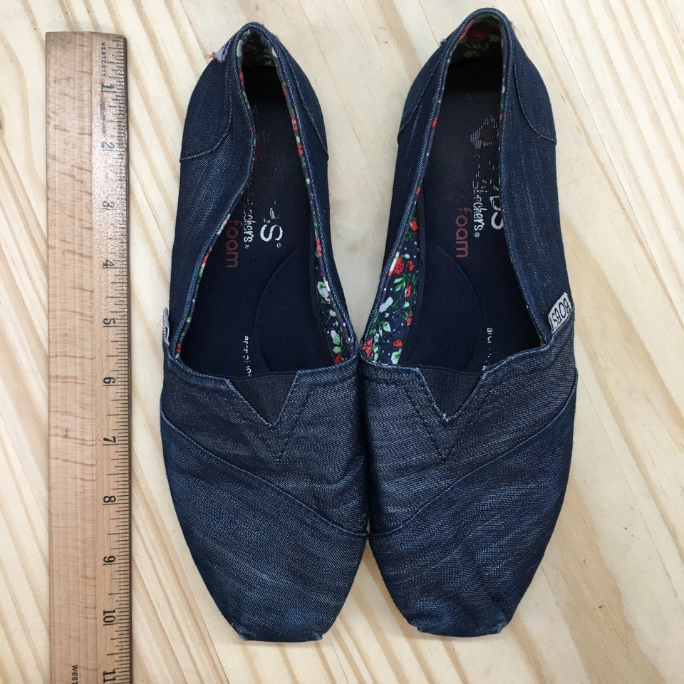 Bobs by Skechers Shoes Womens 6 Slip On Flats Blue Canvas Round Toe Denim 33906 - Image 4 of 4