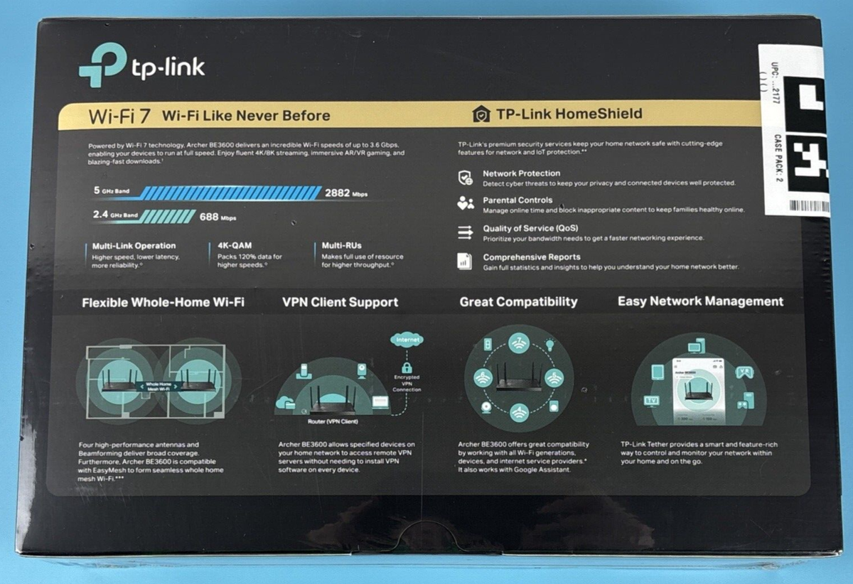 TP-Link Archer BE3600 Wi-Fi 7 ルーター　新品未開封 TP-LINK Archer BE3600 Dual-Band Wi-Fi 7 Router - Micro Center