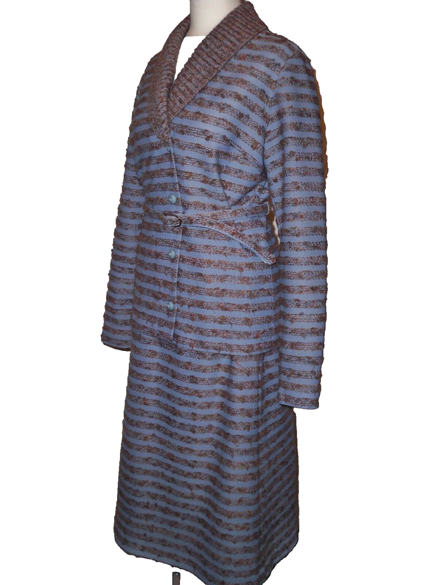 chinese dress ladies Vintage 1970s LADIES PRIDE UK Size 12-14 Green & Blue Abstract Floral &  Stripe Print Lurex Occasion Maxi Dress
