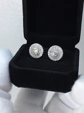 Round Cluster Stud Sterling Silver 925 Earrings Set.