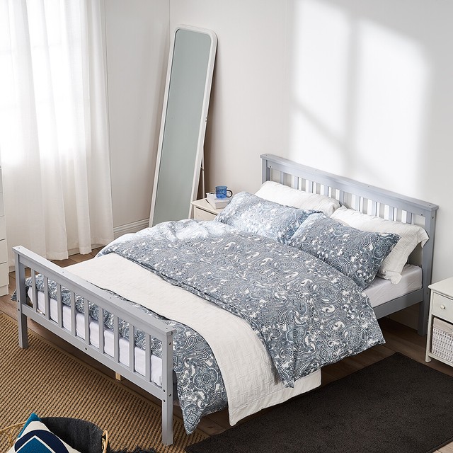 Industrial Solid Wood Bed Frame Double Rustic Style Bedroom Furniture Antique For Sale Ebay