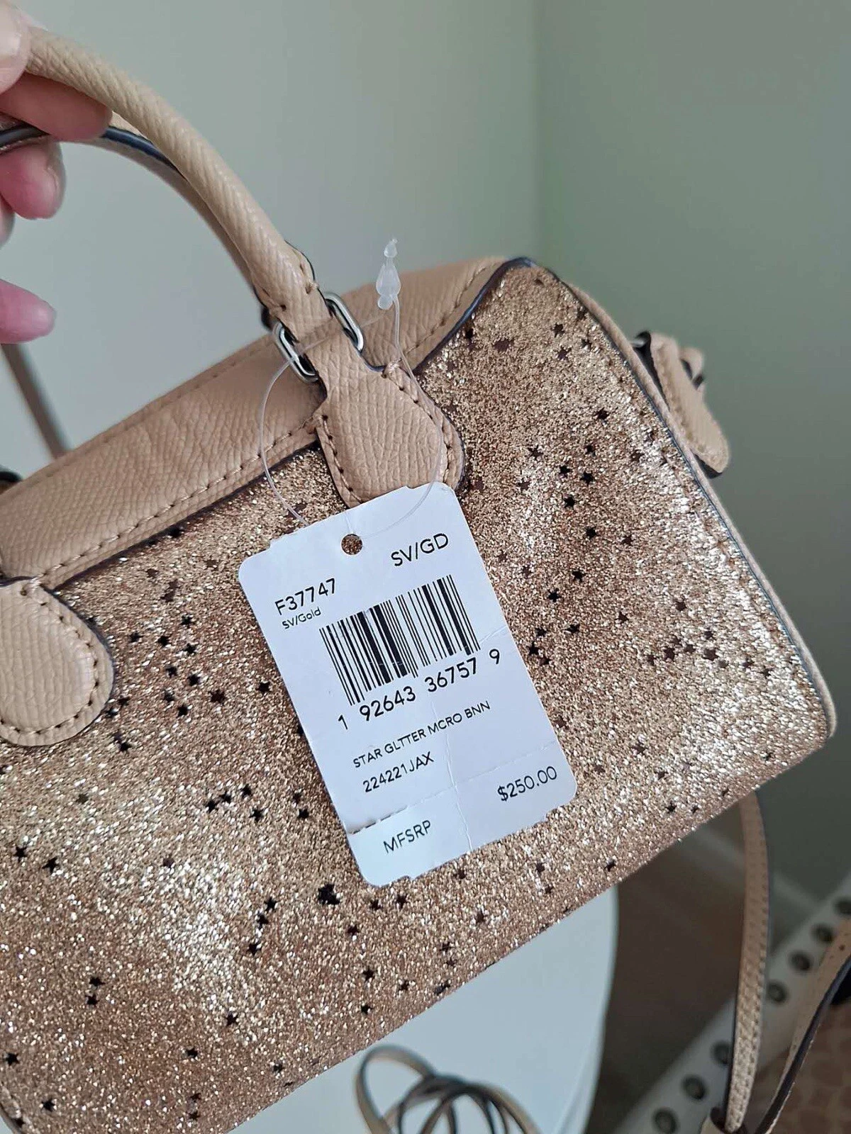 Borsa a tracolla Coach Micro Mini Bennett Star Glitter nuova