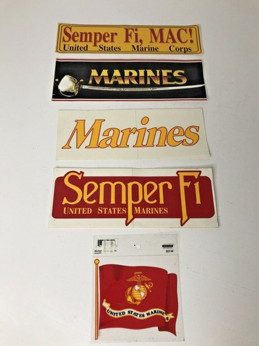 Vintage US Marine Corps Bumper Semper Fi Stickers/ Decals USMC ~ Lot/5