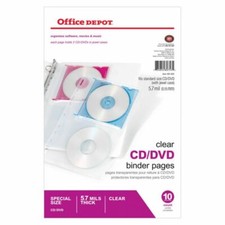 LOT of 2 Office Depot Brand CD/DVD Binder Pages 6" x 10 1/2" Pack Of 10 each