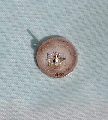Bvlgari Einzel Ohrstecker - 950 Silber Rot Emaille Ohrstecker Scheibe Rund Kreis Logo - Bild 3 von 6