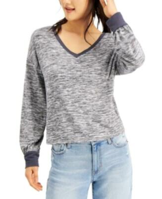 $34 Self Esteem Juniors' V-Neck Cozy Long Balloon Sleeve Top Size Small
