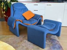 Saporiti P60 Sessel mit Ottomane, Design Vittorio Introini, 70er Jahre 