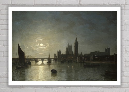 Art print Houses of Parliament by Moonlight Henry Pether poster wall art London - Picture 5 of 10