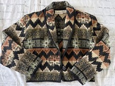 Flashback Vintage Aztec Blazer Jacket Western Cropped Cotton Tapestry Size M
