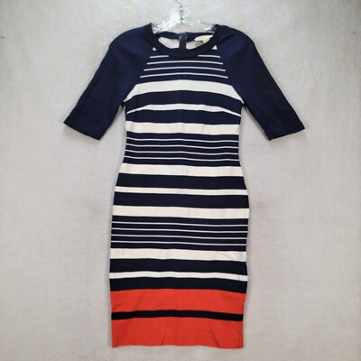 Michael Womens Dress Size 4 Blue Striped Stretch Knit Classic Slim Preppy Shift