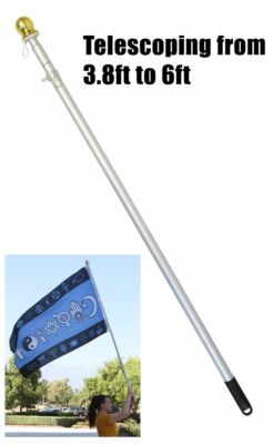 THREE 6' FT HAND HELD ALUMINUM FLAG POLES