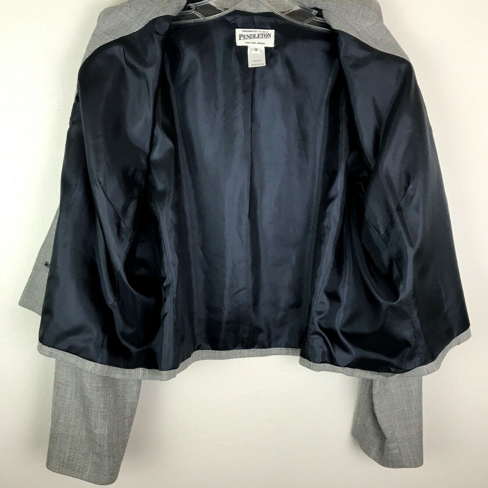 Pendleton Blazer/Jacket Navy & White Rayon Wool S… - image 5