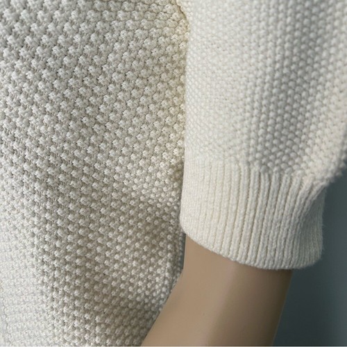 LL Bean Signature Fisherman short sleeve nwot womens medium ivory cotton sweater - Picture 6 of 11