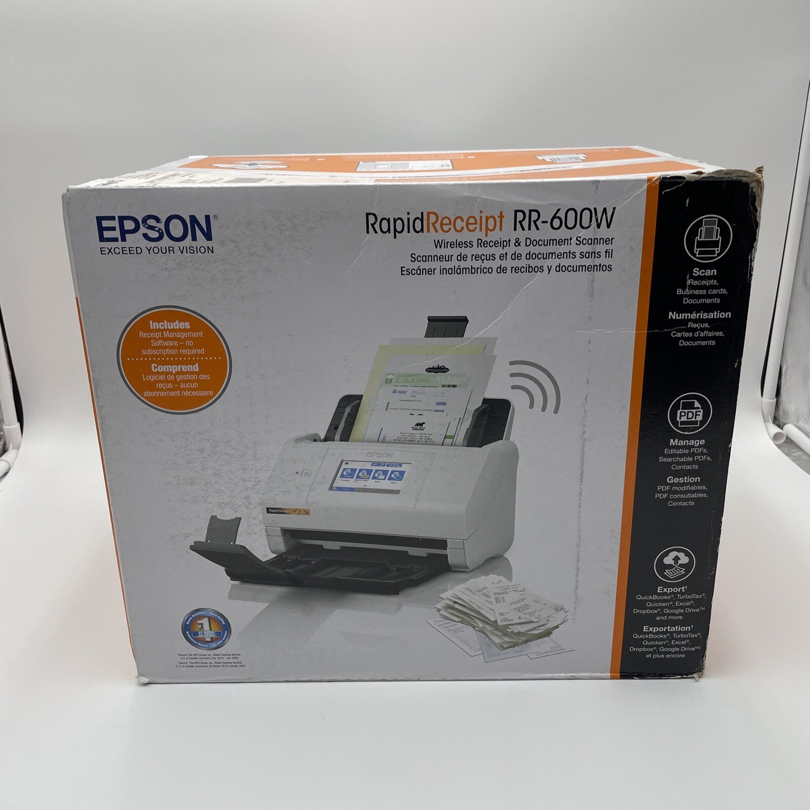 EPSON B11B258202,RR600W WIRELESS COLOR RECEIPT & DOC. SCANNER,PDF